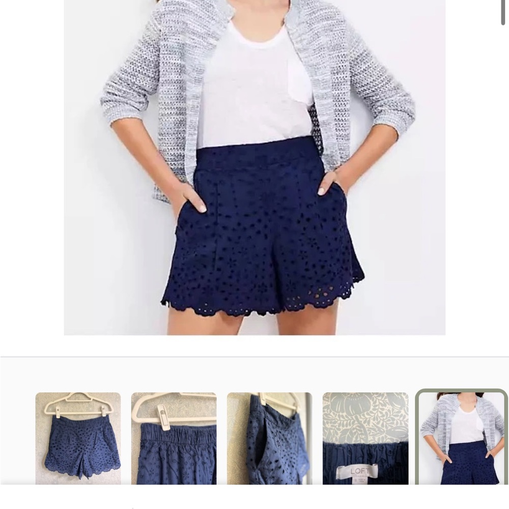 Loft English lace shorts, new with tags size small navy blue